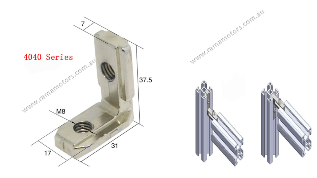 40 Series Interior Corner Bracket 8mm Slots RM Aluminium And Fasteners